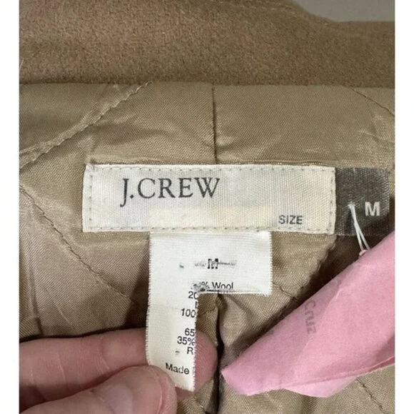 J.Crew Wool Blend Beige Overcoat Women Medium Classic Preppy Neutral Winter - Picture 4 of 7
